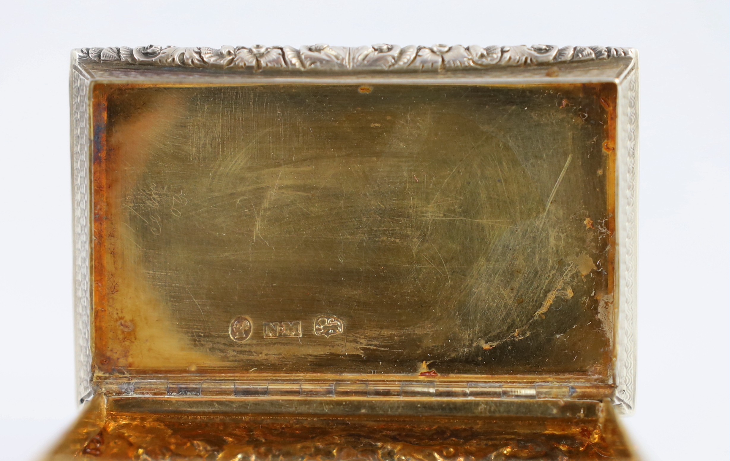 An unusual early Victorian silver rectangular snuff box, commemorating Grace Darling